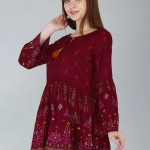 Red regular top Floral print Round Neck Tops