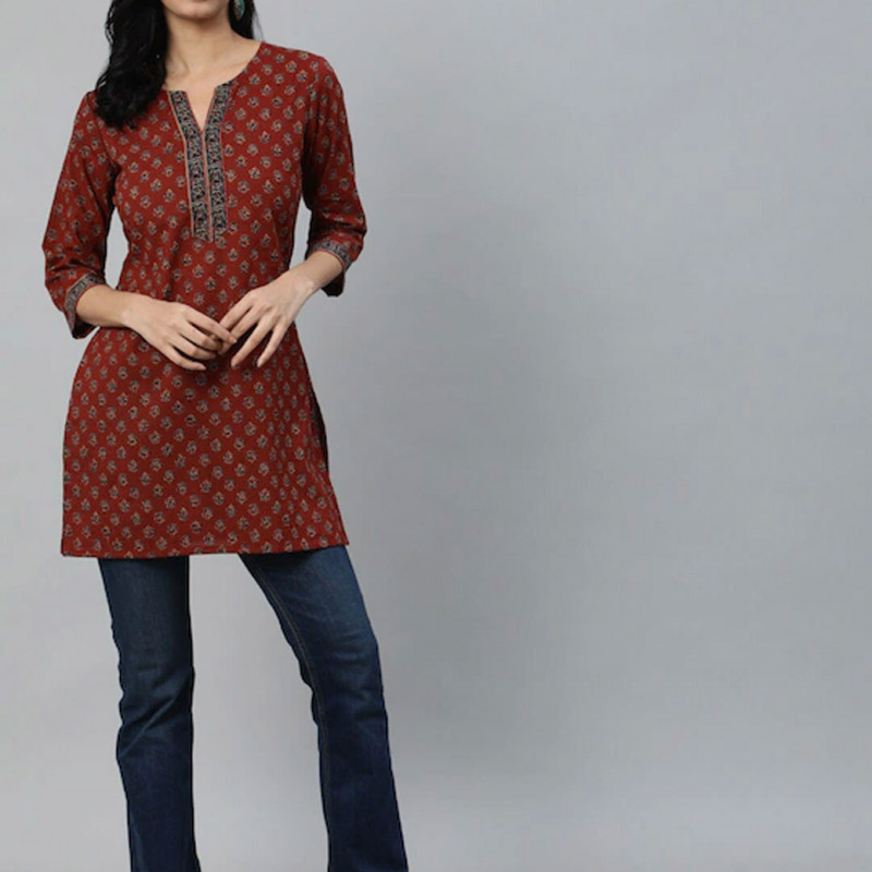 Women Maroon Printed Tunic