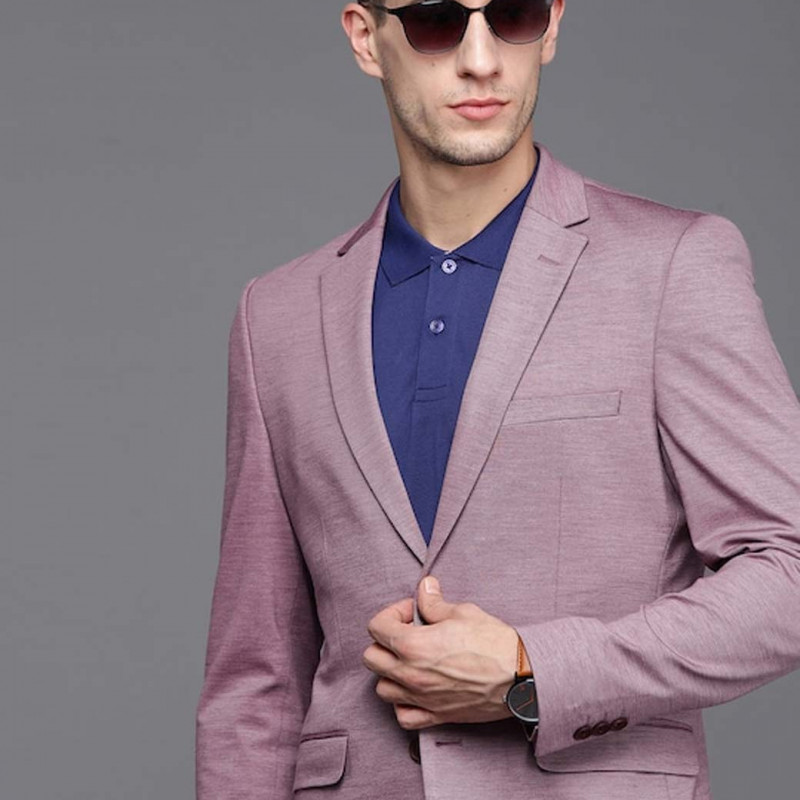 Men Purple Fit Formal Blazer