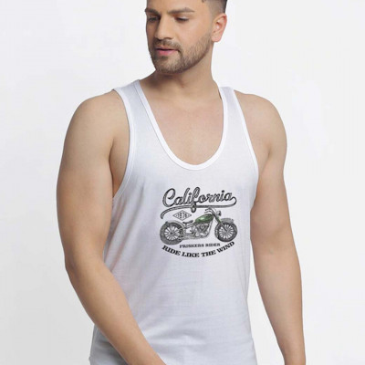 Men Printed Pure Cotton Innerwear Gym Vests