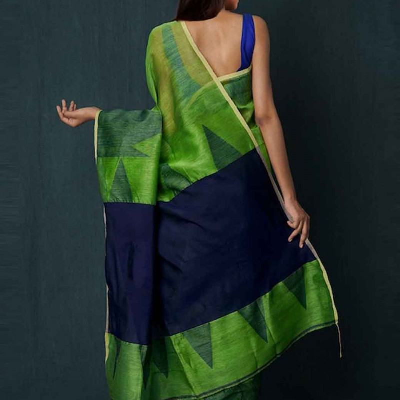 Navy Blue & Blue Silk Cotton Saree