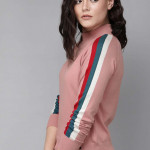 Pink Knitted Top With striped Detail